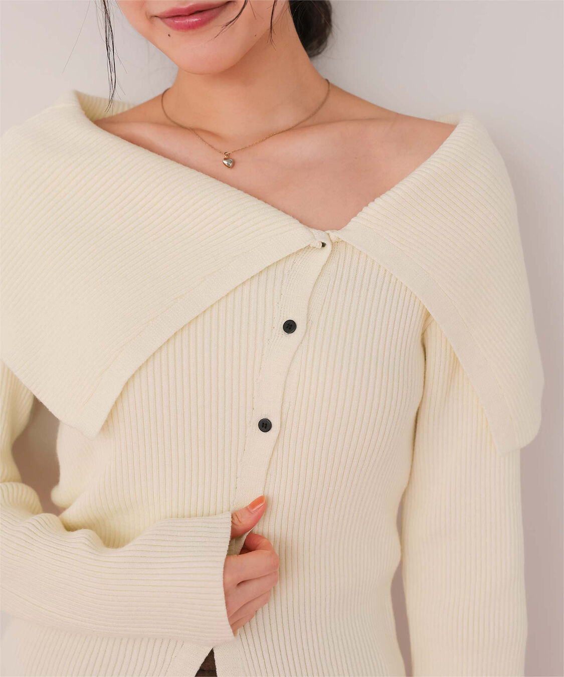 titivate「アシンメトリーオフショルダーニットトップス」|ニット・セーター|