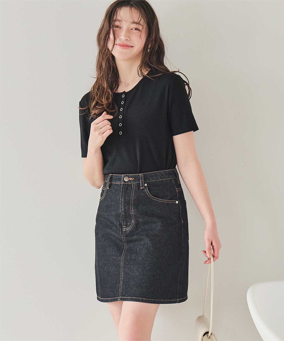 titivate「機能性リブカットソーヘンリーネックトップス」|Tシャツ・カットソー|