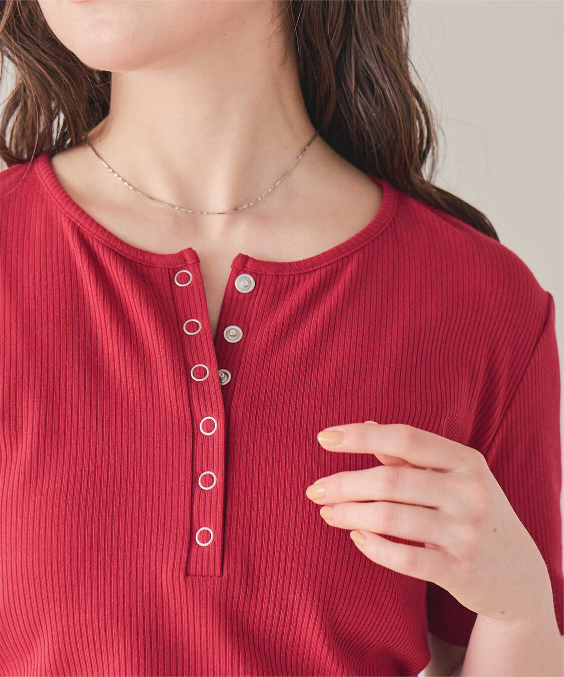 titivate「機能性リブカットソーヘンリーネックトップス」|Tシャツ・カットソー|