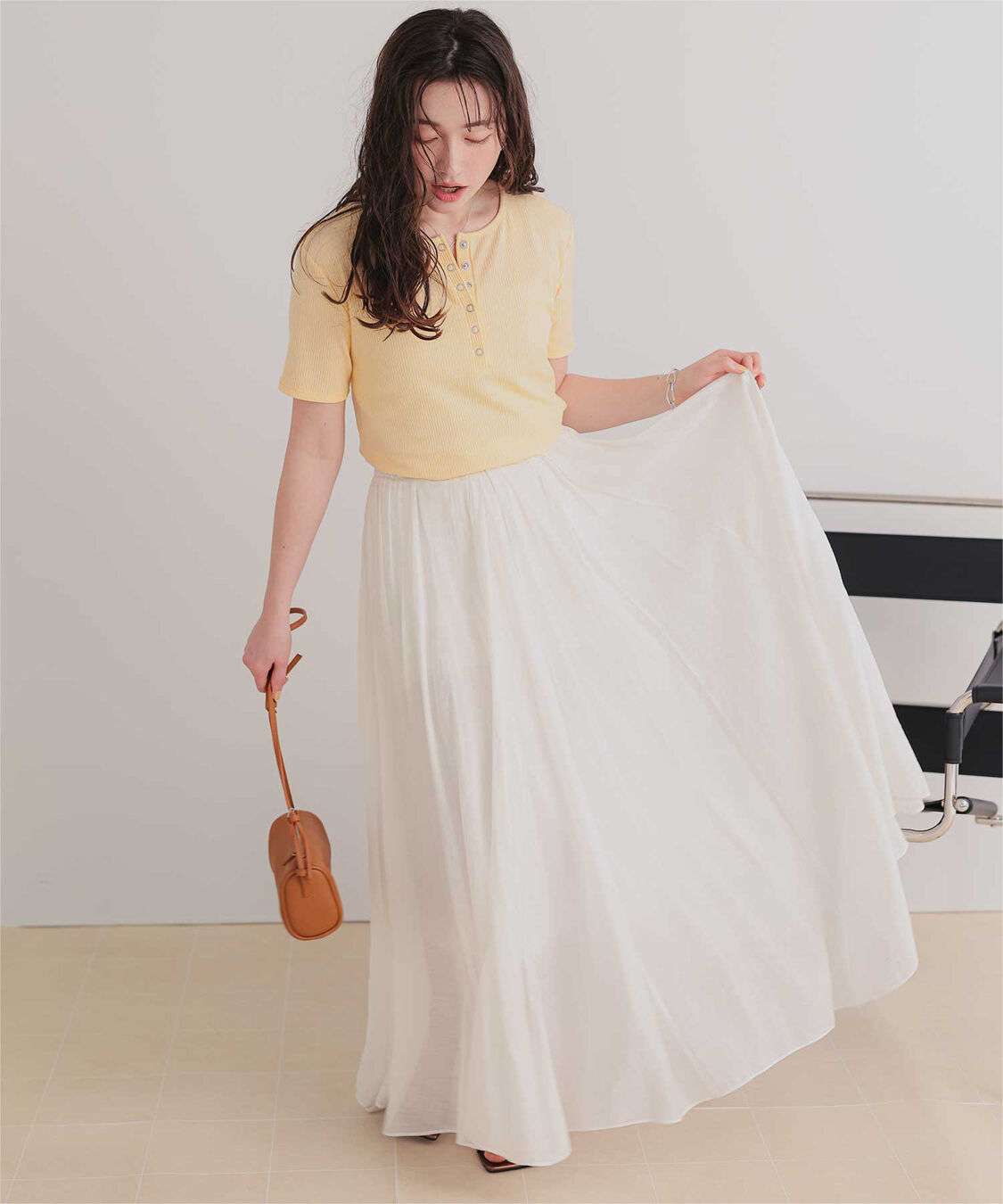 titivate「機能性リブカットソーヘンリーネックトップス」|Tシャツ・カットソー|