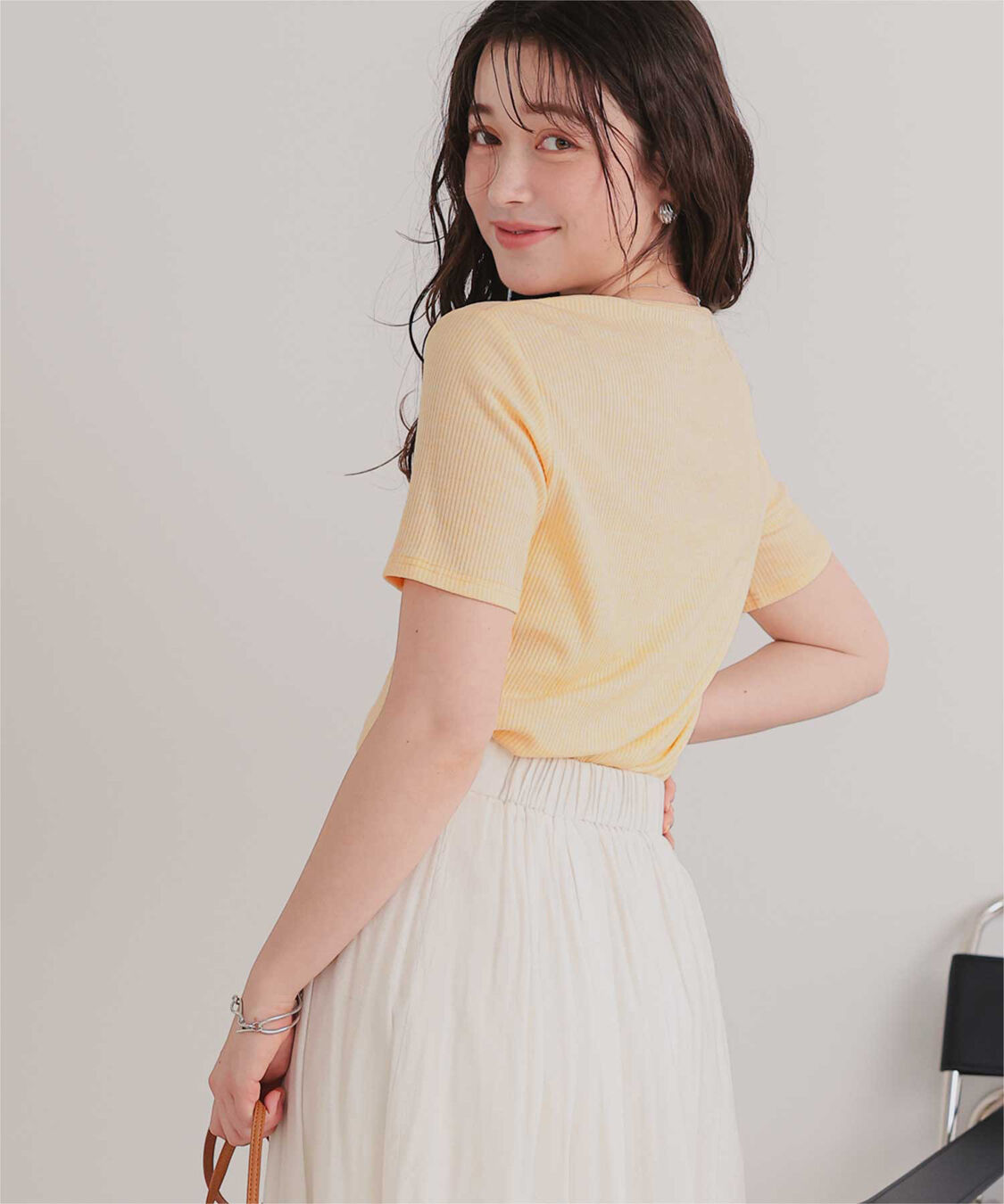 titivate「機能性リブカットソーヘンリーネックトップス」|Tシャツ・カットソー|