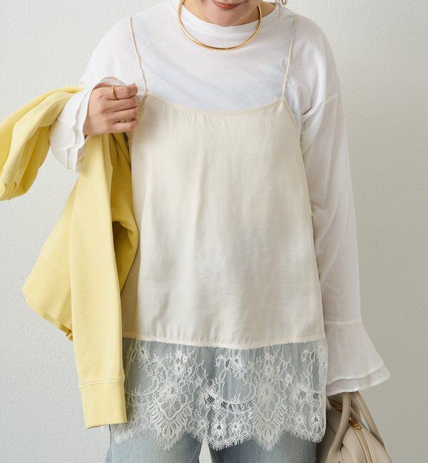  「【＠noricorico102考案】サテン&times;レース レイヤードキャミソール」|キャミソール|