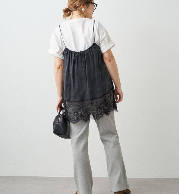  「【＠noricorico102考案】サテン&times;レース レイヤードキャミソール」|キャミソール|