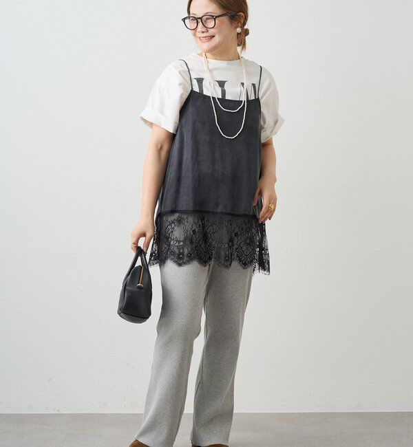  「【＠noricorico102考案】サテン&times;レース レイヤードキャミソール」|キャミソール|