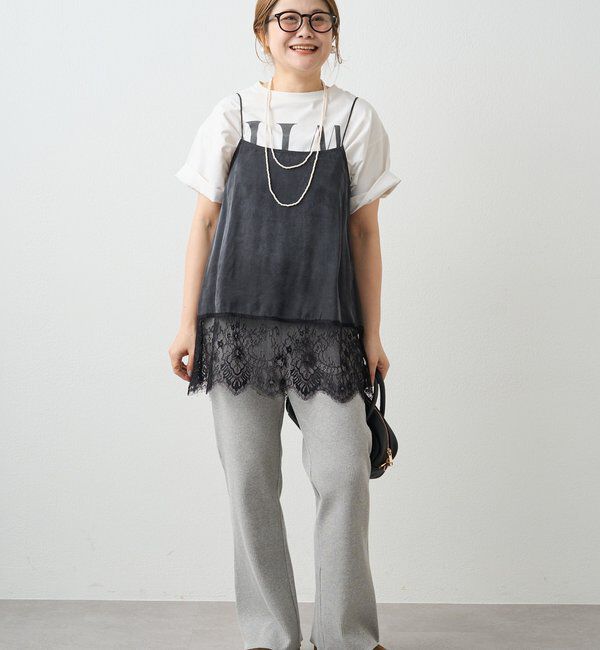  「【＠noricorico102考案】サテン&times;レース レイヤードキャミソール」|キャミソール|