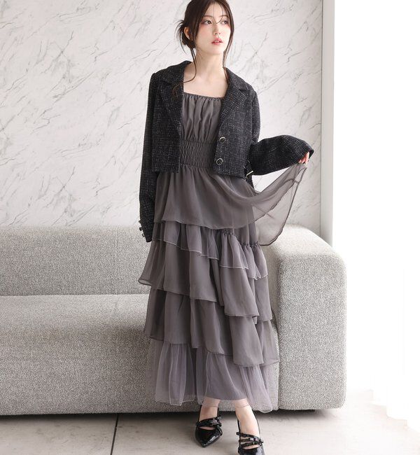  「肩リボンティアードキャミワンピ」|ワンピース|