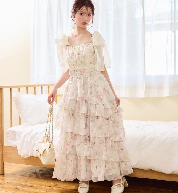  「肩リボンティアードキャミワンピ」|ワンピース|