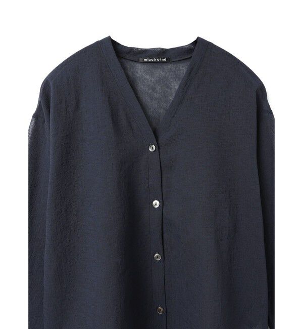 mizuiro ind「mizuiro ind ワッシャーボイルVネックカーディガン」|カーディガン|