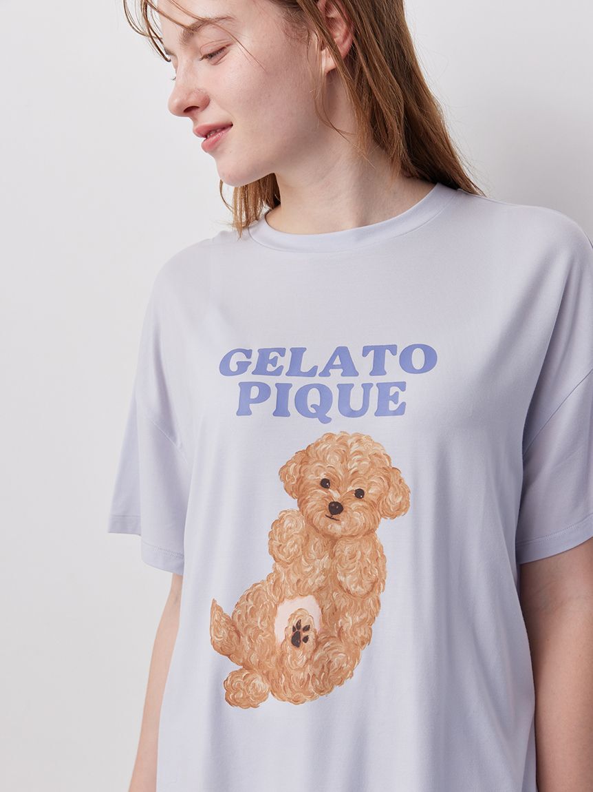 gelato pique「【ラッピング済み】ドッグワンポイントTシャツ&ロングパンツSET」|ルームウェア|