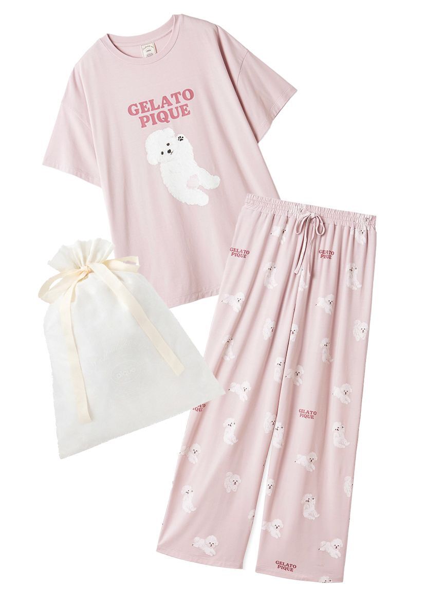 gelato pique「【ラッピング済み】ドッグワンポイントTシャツ&ロングパンツSET」|ルームウェア|LPNK