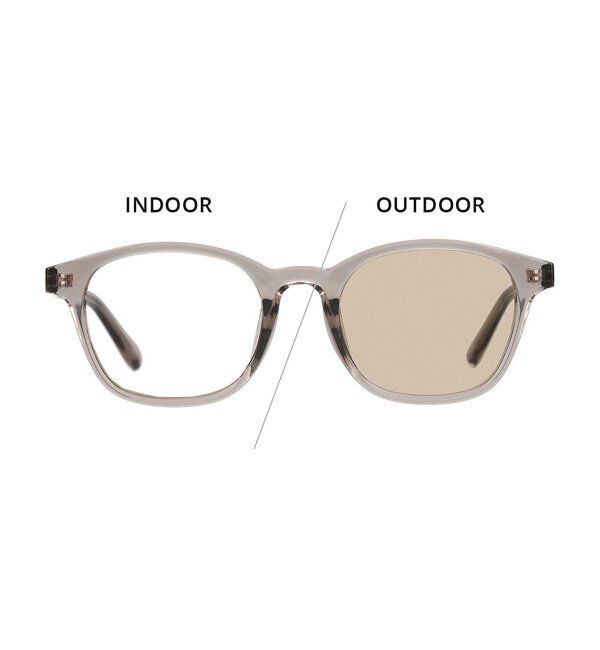  「【WEB限定】ウェリントン型 調光サングラス | カラーレンズ 軽量 紫外線対策 UVカット レンズの色が変わる」|サングラス|