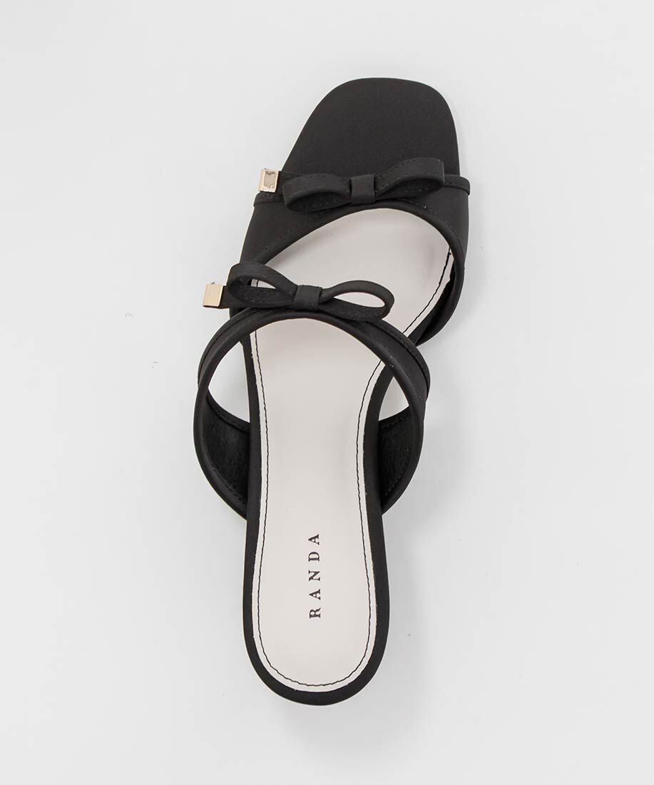  「サテンダブルリボンミュールサンダル」|パンプス|