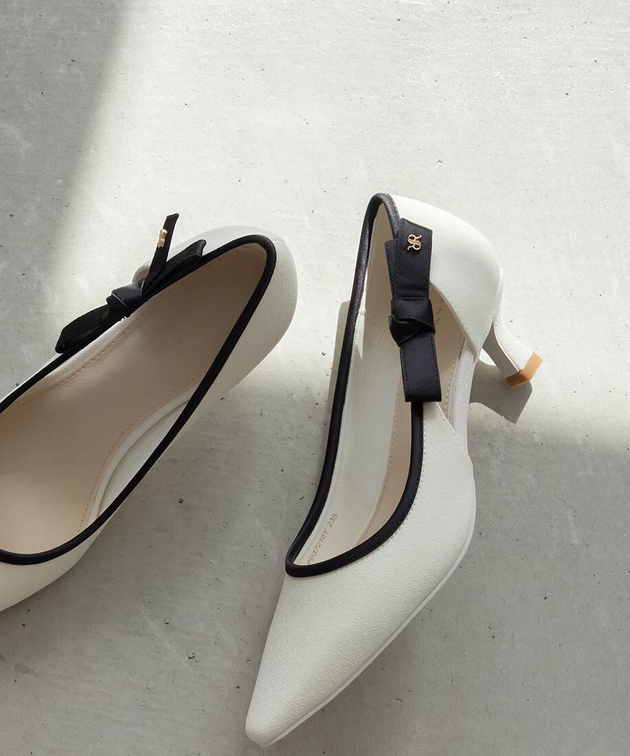  「リボンデザインサイドオープンパンプス」|パンプス|