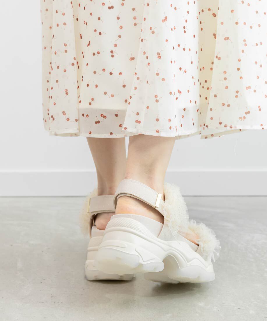  「ボリュームチュールフリルスポーツサンダル」|サンダル|