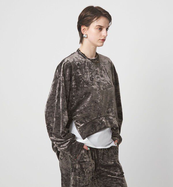 ASTRAET「＜ASTRAET＞ベロア スソジップ クルーネックカットソー」|Tシャツ・カットソー|