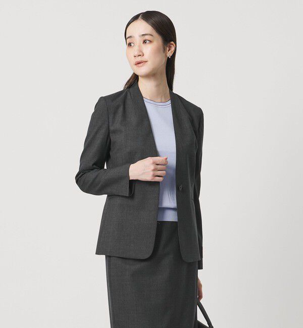 UNITED ARROWS「Vitale Barberis Canonico ノーラペルジャケット 26SS」|ノーカラージャケット|DK.GRAY