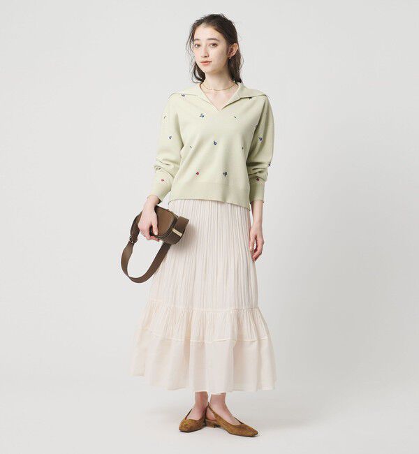 UNITED ARROWS「フラワー エンブロイダリー スキッパーニット」|ニット・セーター|