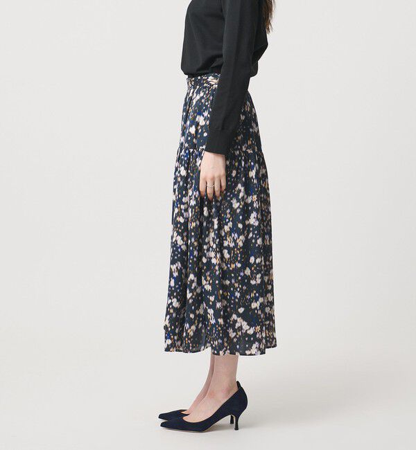 UNITED ARROWS「サテン フラワープリント スカート ‐ウォッシャブル‐」|スカート|