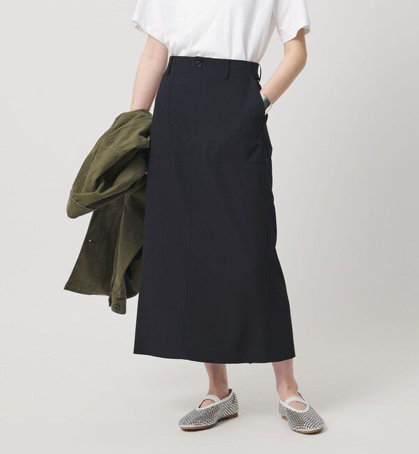 UNITED ARROWS「アセテートポリエステル ベイカースカート」|タイト|