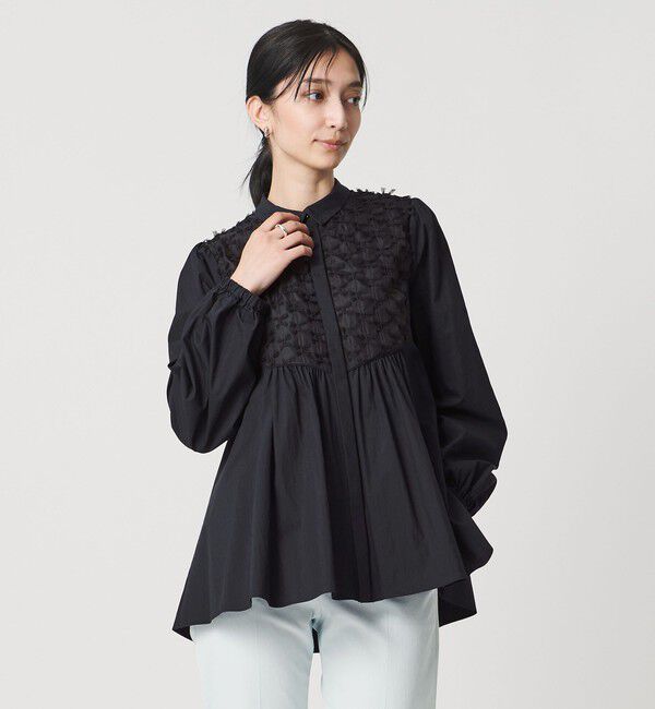 UNITED ARROWS「コンビ ギャザー ブラウス」|シャツ・ブラウス|