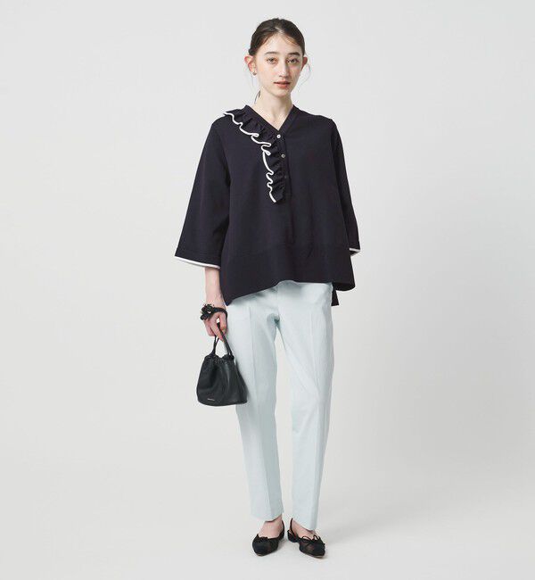 UNITED ARROWS「ミニマル Vネックフリル プルオーバー」|ニット・セーター|