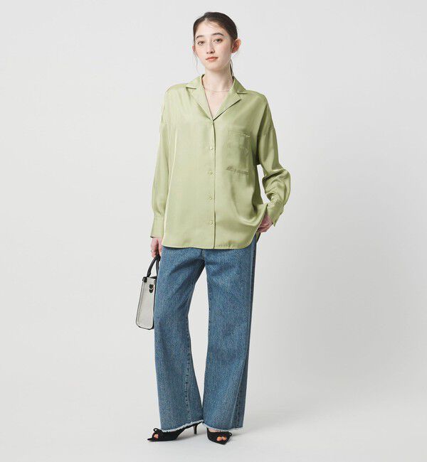 UNITED ARROWS「シルクライク オープンカラー シャツ」|シャツ・ブラウス|