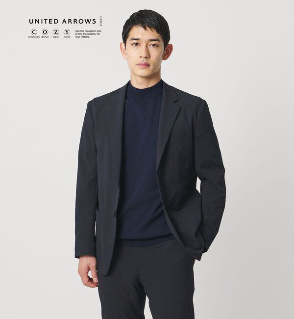 UNITED ARROWS「ドビー 2ボタン シングル テーラードジャケット UA COZY　ウォッシャブル　タテヨコストレッチ　防しわ　撥」|テーラードジャケット|NAVY