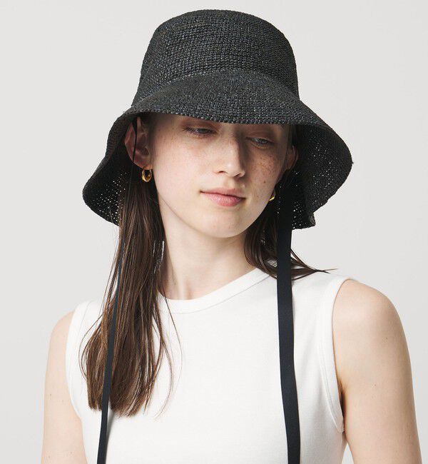 UNITED ARROWS「ラフィア/リボン ハット UV」|ハット|BLACK