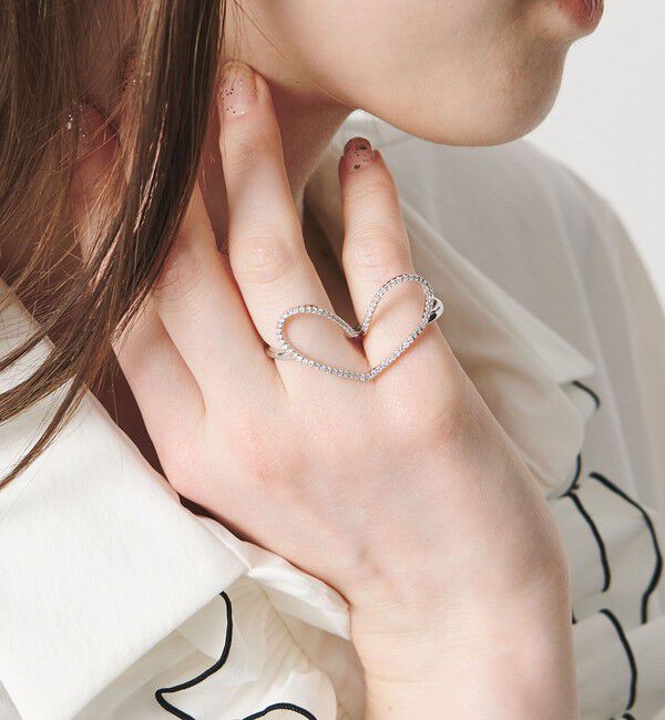 UNITED ARROWS「パヴェハート ダブルリング」|リング|
