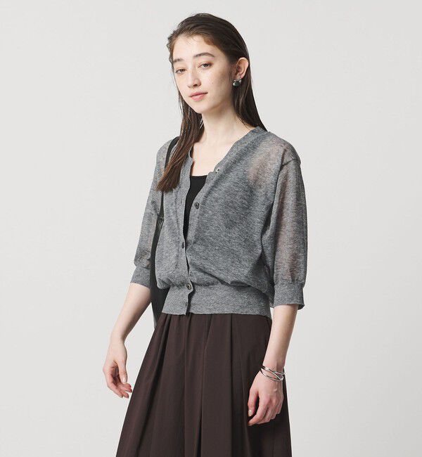 UNITED ARROWS「シアー Vネック カーディガン ‐ウォッシャブル‐」|カーディガン|MD.GRAY