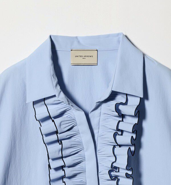 UNITED ARROWS「メロー フリル スキッパー パフ ブラウス ‐防しわ 吸水速乾 UVカット 遮熱性 接触冷感 ウォッシャブル‐」|シャツ・ブラウス|