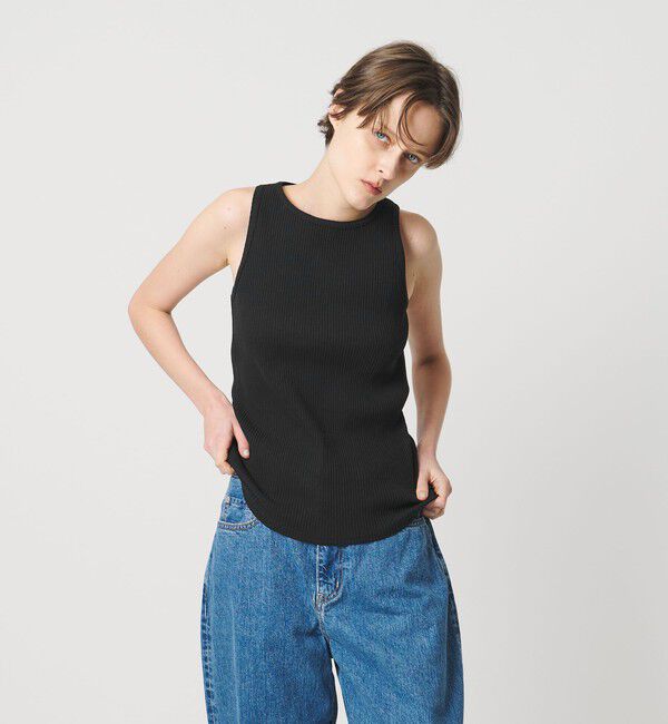 AEWEN MATOPH「＜AEWEN MATOPH＞リブ アメリカンスリーブタンクトップ」|タンクトップ|BLACK