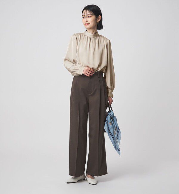 UNITED ARROWS green label relaxing「サテン スタンドネック ギャザー ブラウス」|シャツ・ブラウス|