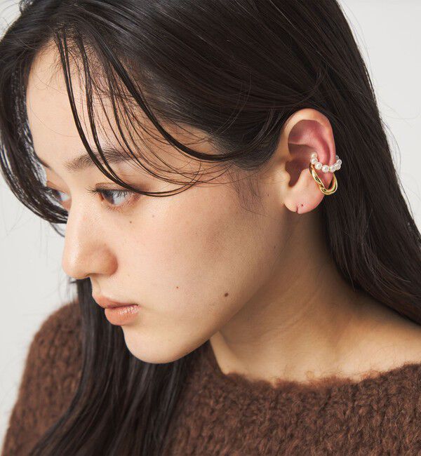 UNITED ARROWS green label relaxing「【WEB限定】2本セット イヤーカフ（ホワイトパーツ）/ イヤカフ」|イヤリング|