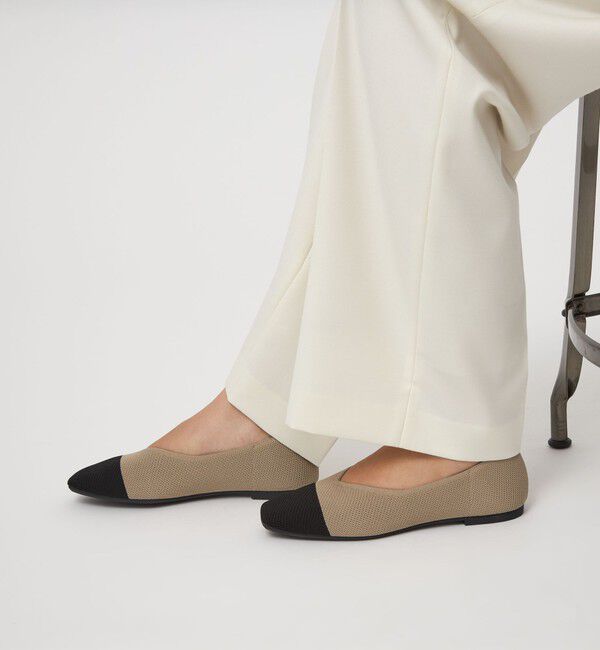 UNITED ARROWS green label relaxing「ウェルネス ニット スクエアVカット シューズ 撥水 ウォッシャブル」|バレエシューズ|