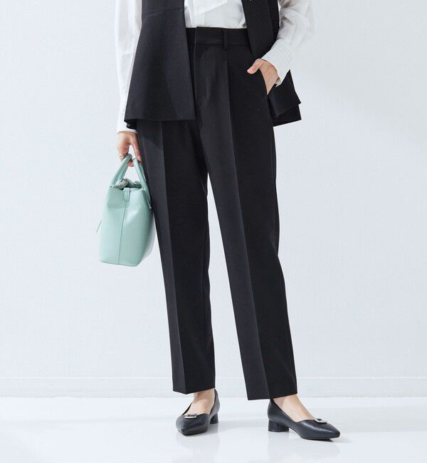 UNITED ARROWS green label relaxing「［size SHORT/TALLあり］パウドレ テーパード パンツ ウォッシャブル ストレッチ」|スラックス|BLACK