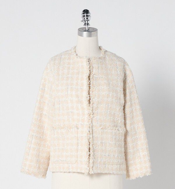 UNITED ARROWS green label relaxing「ファンシー ツイードライク ポケット ノーカラー ジャケット」|ノーカラージャケット|