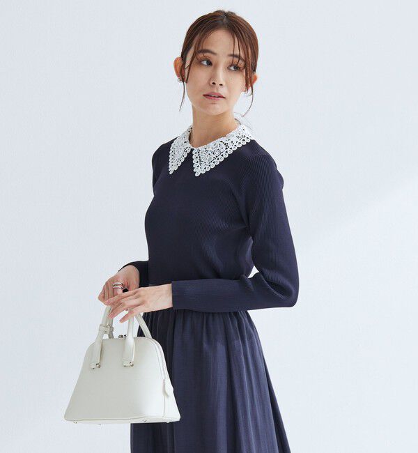 UNITED ARROWS green label relaxing「リブ エリレース 2WAY ニット プルオーバー ウォッシャブル」|ニット・セーター|