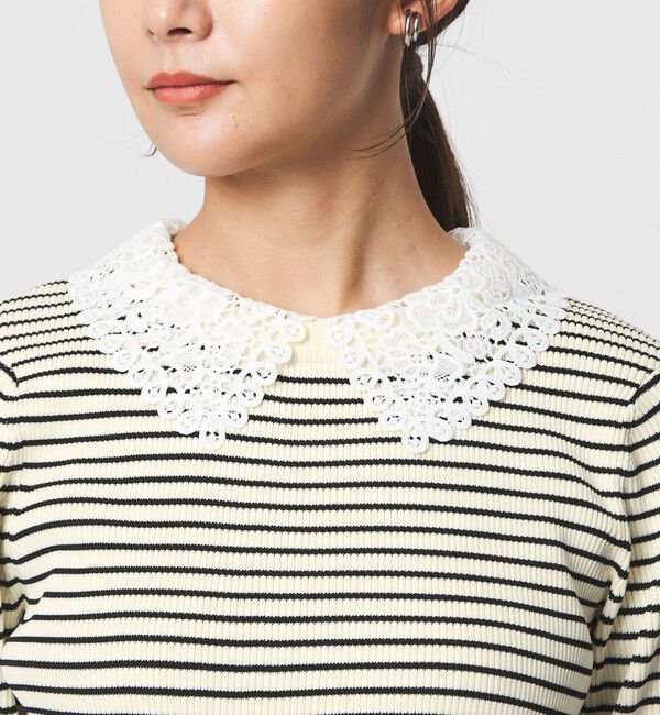 UNITED ARROWS green label relaxing「リブ エリレース 2WAY ニット プルオーバー ウォッシャブル」|ニット・セーター|