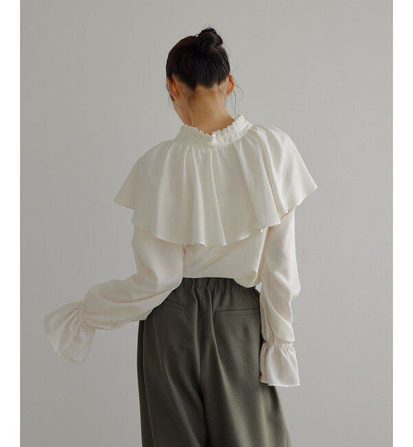 EMMEL REFINES「＜EMMEL REFINES＞EM フィブリルサテン ネックタック フリル ブラウス」|シャツ・ブラウス|