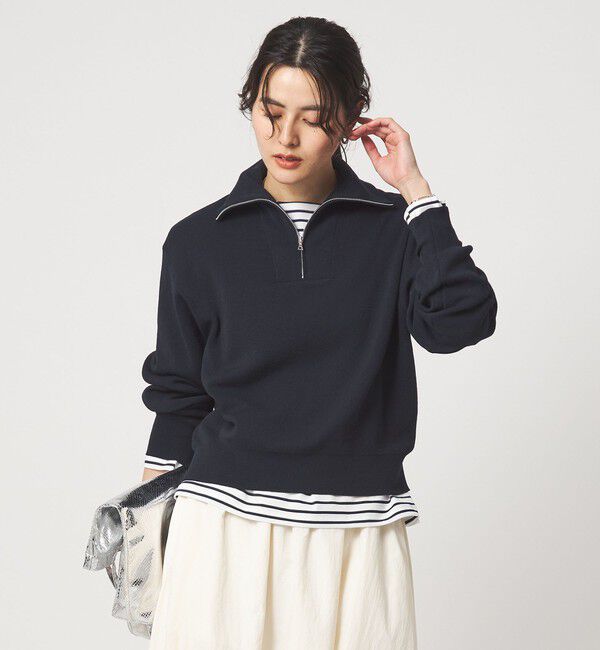 UNITED ARROWS green label relaxing「ハーフ ジップ プルオーバー ウォッシャブル」|ニット・セーター|NAVY