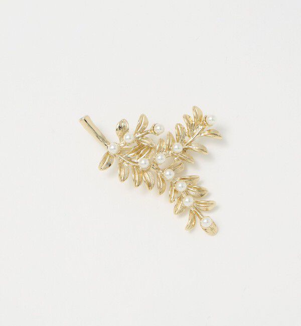 UNITED ARROWS green label relaxing「リーフ＆フェイクパール ブローチ」|ブローチ・コサージュ|