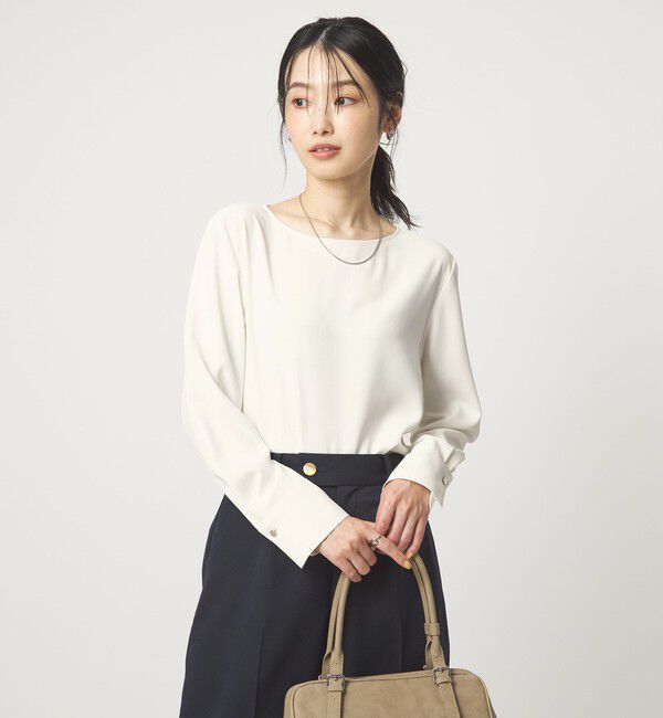 UNITED ARROWS green label relaxing「クルーネック ブラウス 2 マシンウォッシャブル UVカット」|シャツ・ブラウス|WHITE