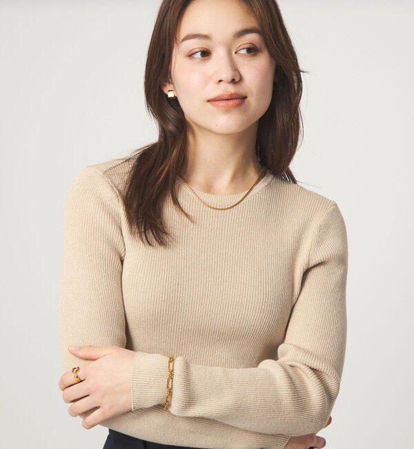 UNITED ARROWS green label relaxing「ラメ リブ クルーネック ニット プルオーバー」|ニット・セーター|