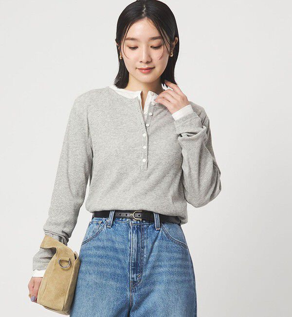 UNITED ARROWS green label relaxing「【WEB限定】＜at ease＞シアーテレコ ヘンリーネック カットソー」|Tシャツ・カットソー|LT.GRAY