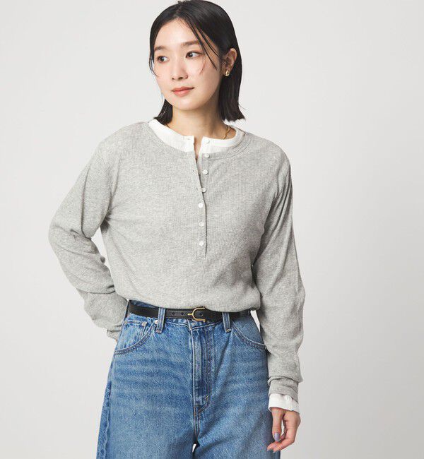 UNITED ARROWS green label relaxing「【WEB限定】＜at ease＞シアーテレコ ヘンリーネック カットソー」|Tシャツ・カットソー|