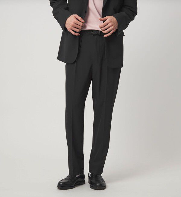 UNITED ARROWS green label relaxing「A+ PERTEX UNLIMITED リラックス 1プリーツ セットアップ パンツ スラックス -ウォッシャブル・ストレッチ」|スーツ|BLACK