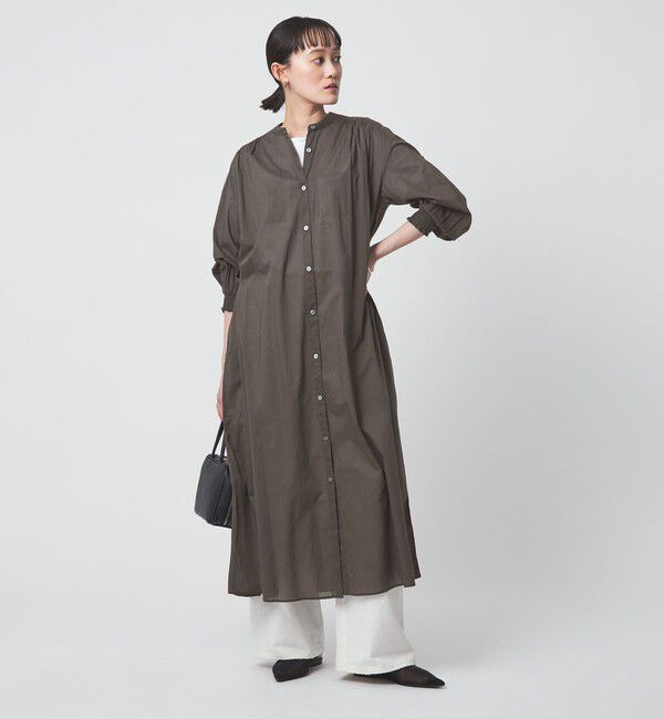 UNITED ARROWS green label relaxing「ギャザー ソリッド シャツワンピース」|ワンピース|