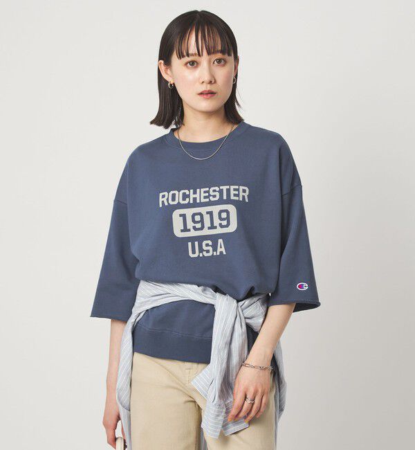 UNITED ARROWS green label relaxing「【別注】＜Champion＞6分袖 プリント スウェット プルオーバー」|Tシャツ・カットソー|ROYAL