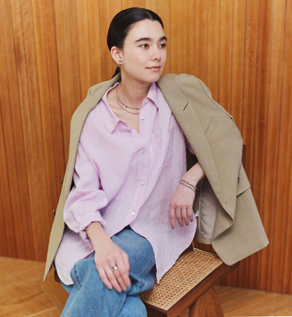 UNITED ARROWS green label relaxing「【結論シリーズ】リネン2WAYシャツ［size SHORTあり］」|シャツ・ブラウス|LT.PINK